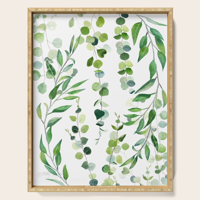 Nature Green Eucalyptus Leaves  Serving Tray Gallery Image 1