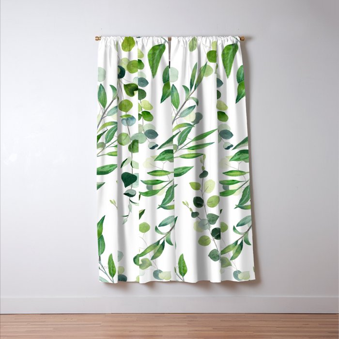Nature Green Eucalyptus Leaves  Window Curtain Gallery Image 3