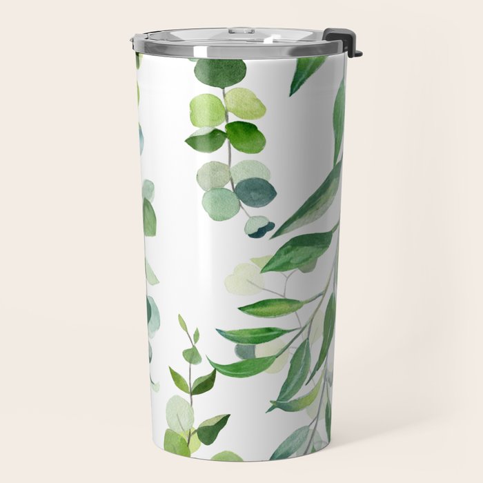 Nature Green Eucalyptus Leaves  Travel Mug Gallery Image 2