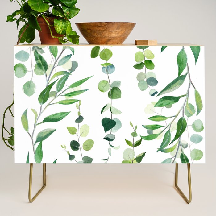 Nature Green Eucalyptus Leaves  Credenza Gallery Image 1