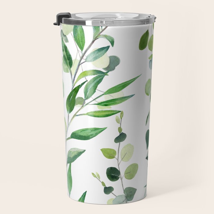 Nature Green Eucalyptus Leaves  Travel Mug Gallery Image 3
