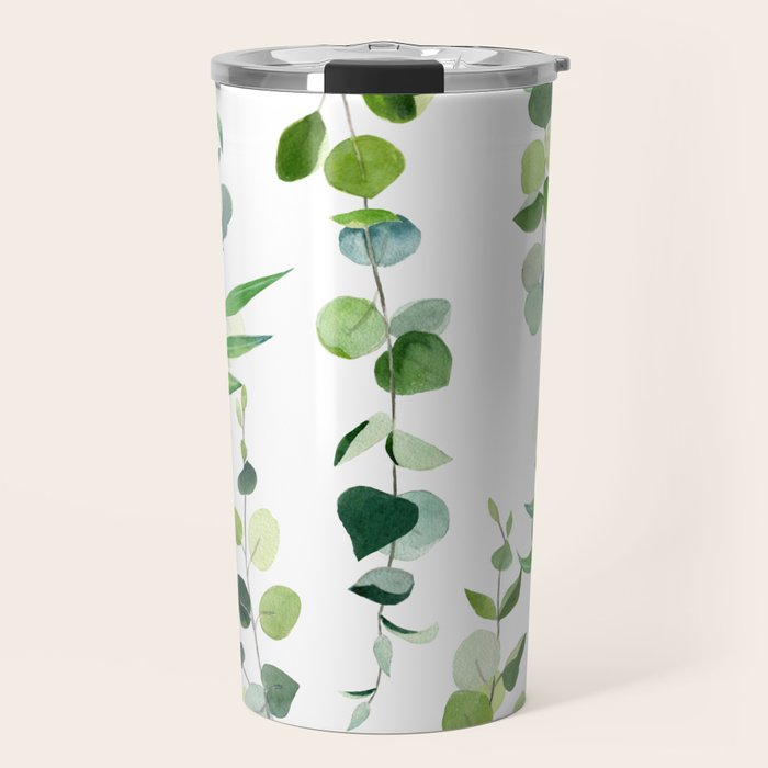 Nature Green Eucalyptus Leaves  Travel Mug Gallery Image 1