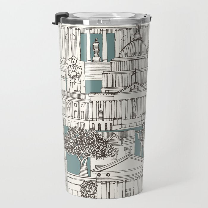 Washington DC toile juniper Travel Mug Gallery Image 3