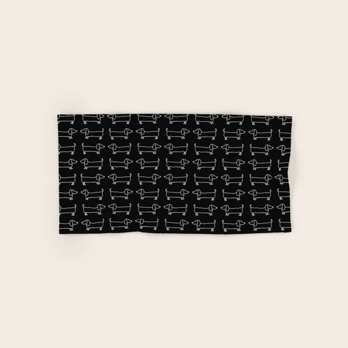White dachshunds in black background Bath Towel Gallery Image 1