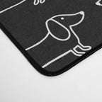 White dachshunds in black background Desk Mat Gallery Image 4