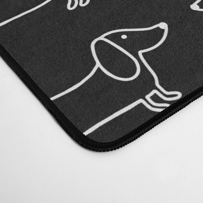 White dachshunds in black background Desk Mat Gallery Image 4