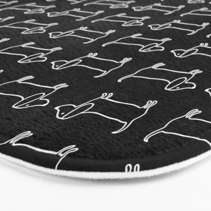 White dachshunds in black background Bath Mat Gallery Image 3