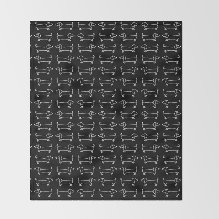 White dachshunds in black background Throw Blanket Gallery Image 2