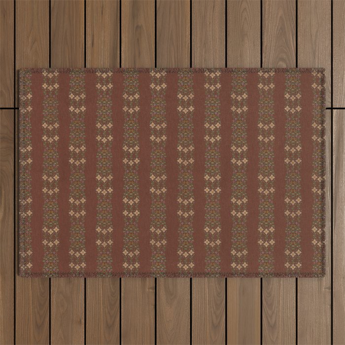 Cross Stitch Floral Stripe Outdoor Rug Gallery Image 1