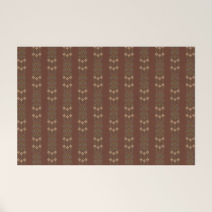 Cross Stitch Floral Stripe Welcome Mat Gallery Image 1