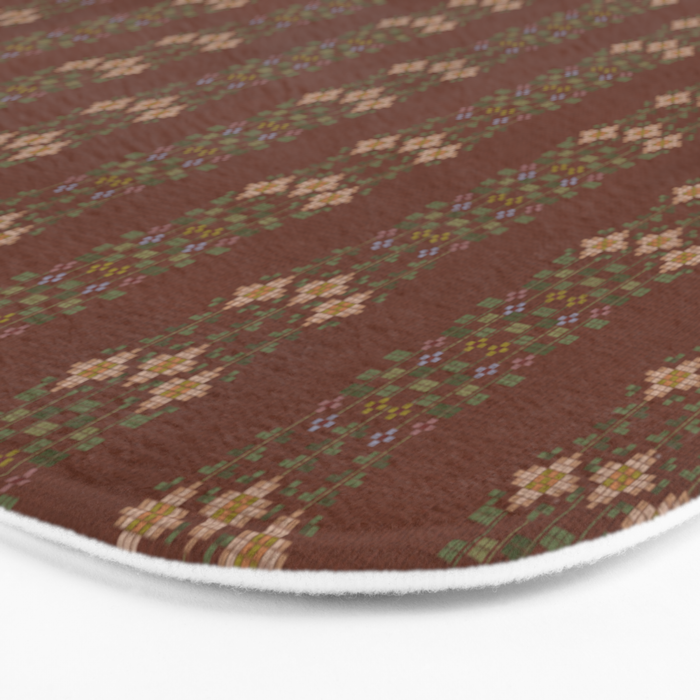 Cross Stitch Floral Stripe Bath Mat Gallery Image 3