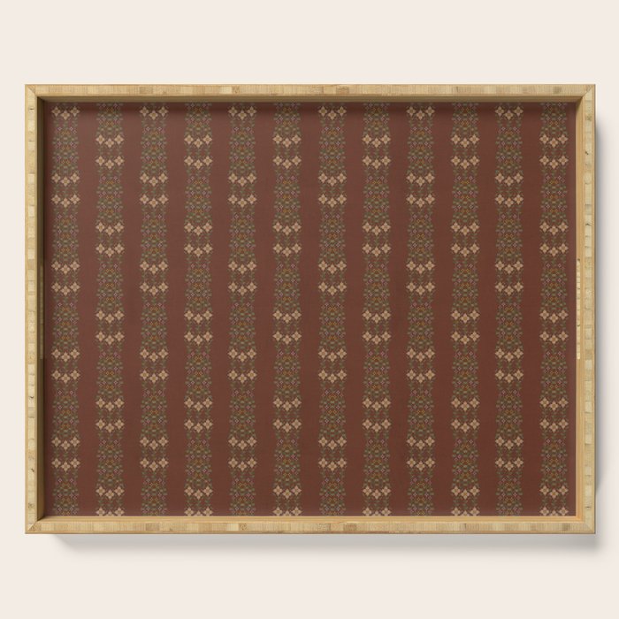 Cross Stitch Floral Stripe Serving Tray Gallery Image 1