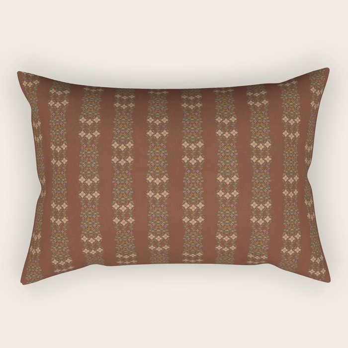 Cross Stitch Floral Stripe Rectangular Pillow Gallery Image 2