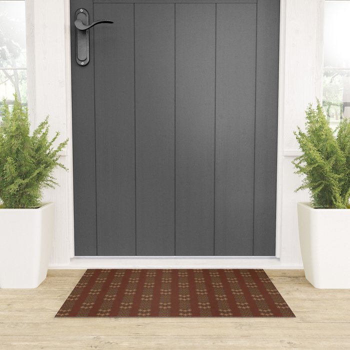 Cross Stitch Floral Stripe Welcome Mat Gallery Image 3