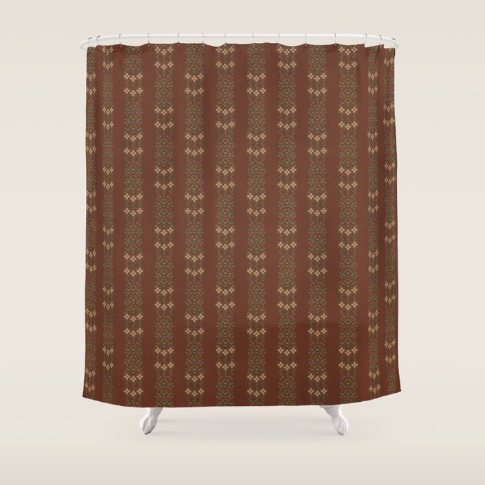 Cross Stitch Floral Stripe Shower Curtain Gallery Image 1
