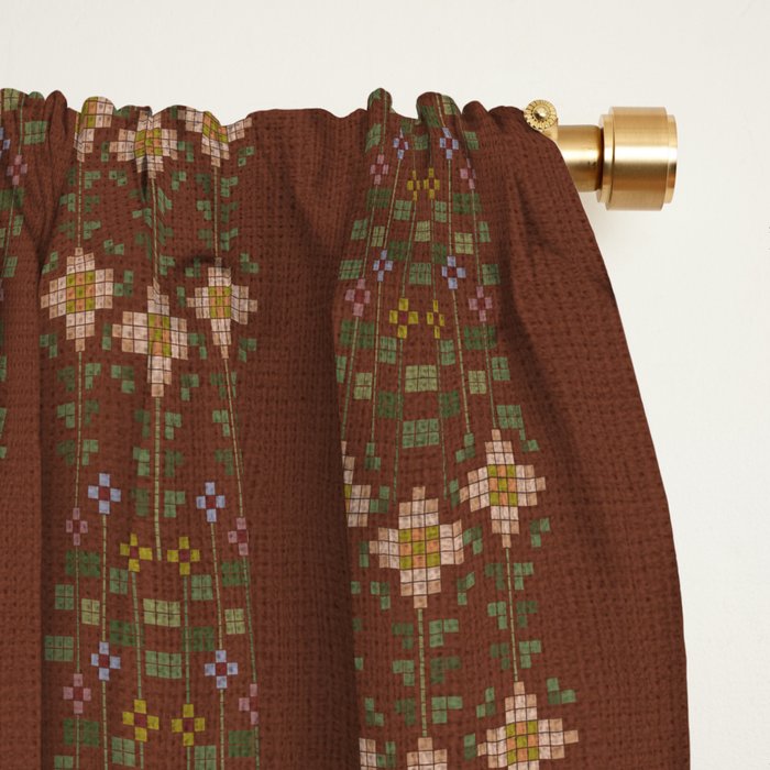 Cross Stitch Floral Stripe Window Curtain Gallery Image 2