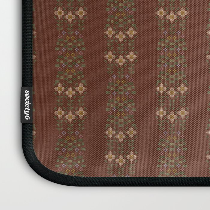 Cross Stitch Floral Stripe Laptop Sleeve Gallery Image 3