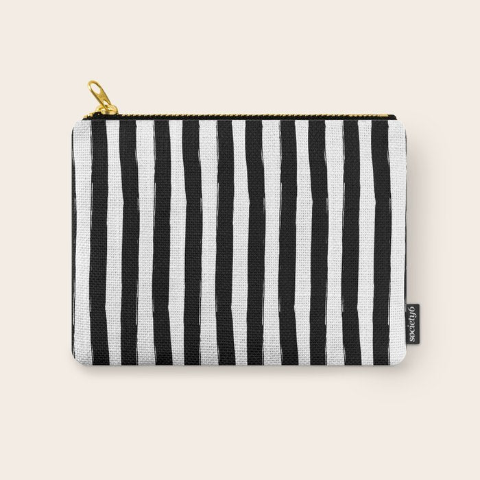Black and White Cabana Stripes Palm Beach Preppy Carry All Pouch Gallery Image 1