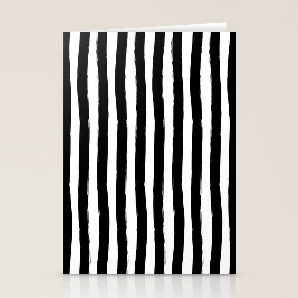 Black and White Cabana Stripes Palm Beach Preppy Stationery Card Gallery Image 2