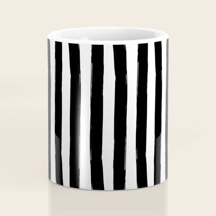Black and White Cabana Stripes Palm Beach Preppy Coffee Mug Gallery Image 4