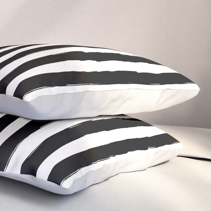 Black and White Cabana Stripes Palm Beach Preppy Pillow Sham Gallery Image 3