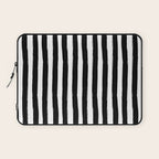 Black and White Cabana Stripes Palm Beach Preppy Laptop Sleeve Gallery Image 1