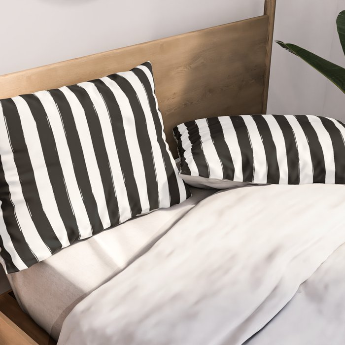 Black and White Cabana Stripes Palm Beach Preppy Pillow Sham Gallery Image 2