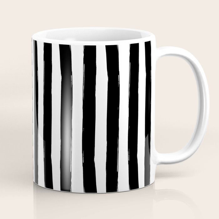 Black and White Cabana Stripes Palm Beach Preppy Coffee Mug Gallery Image 1