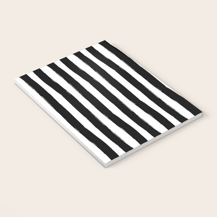 Black and White Cabana Stripes Palm Beach Preppy Notebook Gallery Image 3