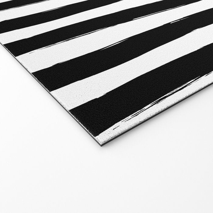 Black and White Cabana Stripes Palm Beach Preppy Welcome Mat Gallery Image 2