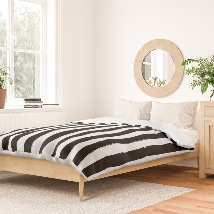 Black and White Cabana Stripes Palm Beach Preppy Duvet Cover Gallery Image 2