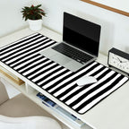 Black and White Cabana Stripes Palm Beach Preppy Desk Mat Gallery Image 2