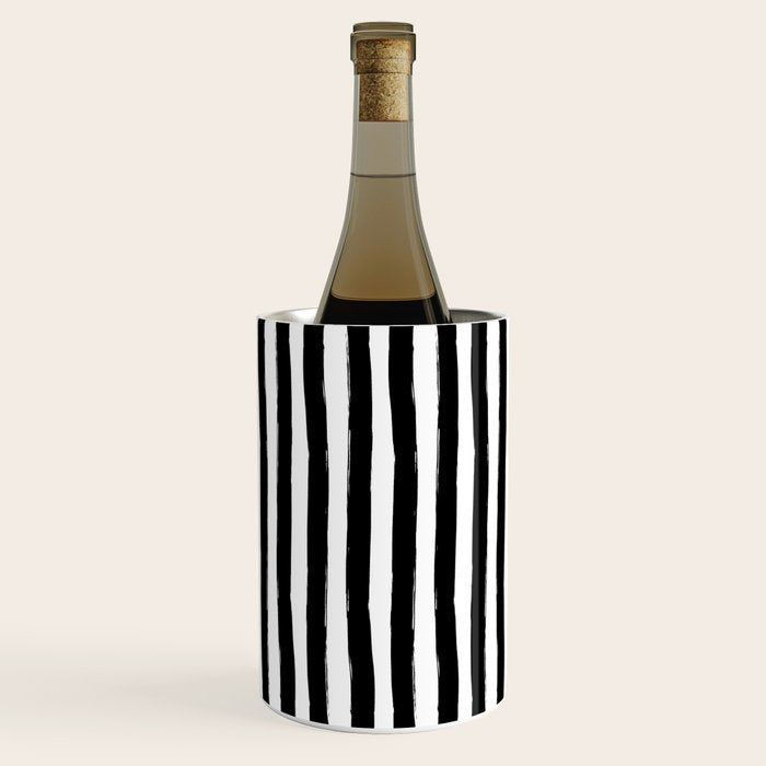 Black and White Cabana Stripes Palm Beach Preppy Wine Chiller Gallery Image 1