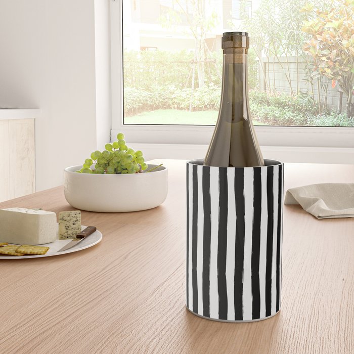 Black and White Cabana Stripes Palm Beach Preppy Wine Chiller Gallery Image 4