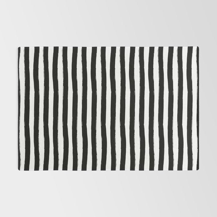 Black and White Cabana Stripes Palm Beach Preppy Rug Gallery Image 2