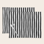 Black and White Cabana Stripes Palm Beach Preppy Placemat Gallery Image 1