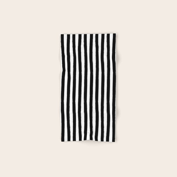 Black and White Cabana Stripes Palm Beach Preppy Bath Towel Gallery Image 1
