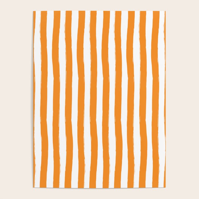 Orange and White Cabana Stripes Palm Beach Preppy Poster Gallery Image 4