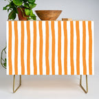 Orange and White Cabana Stripes Palm Beach Preppy Credenza Gallery Image 1