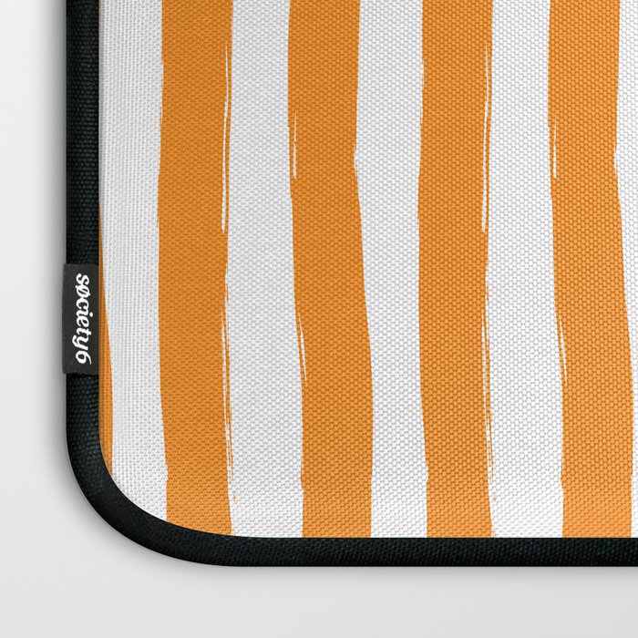 Orange and White Cabana Stripes Palm Beach Preppy Laptop Sleeve Gallery Image 3