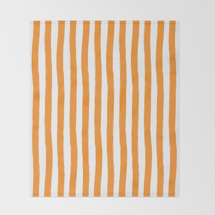 Orange and White Cabana Stripes Palm Beach Preppy Throw Blanket Gallery Image 2