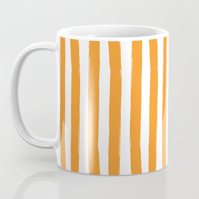 Orange and White Cabana Stripes Palm Beach Preppy Coffee Mug Gallery Image 3