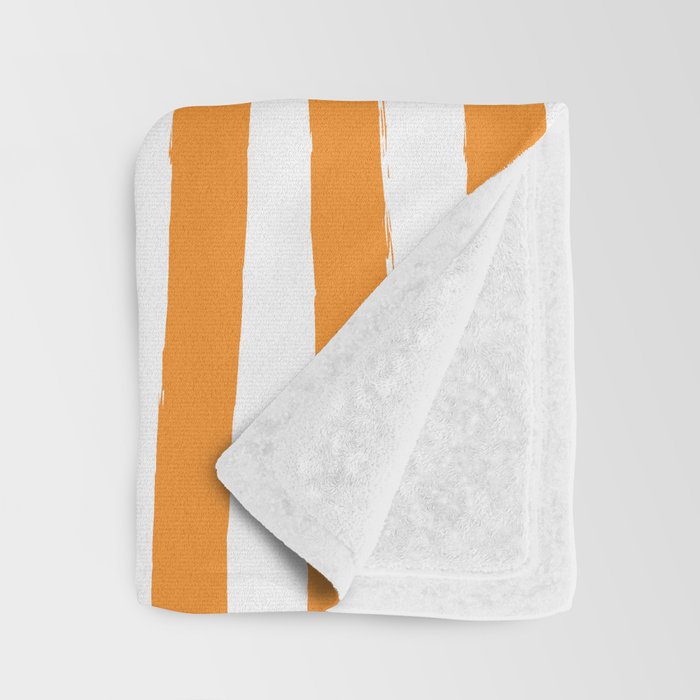 Orange and White Cabana Stripes Palm Beach Preppy Throw Blanket Gallery Image 3