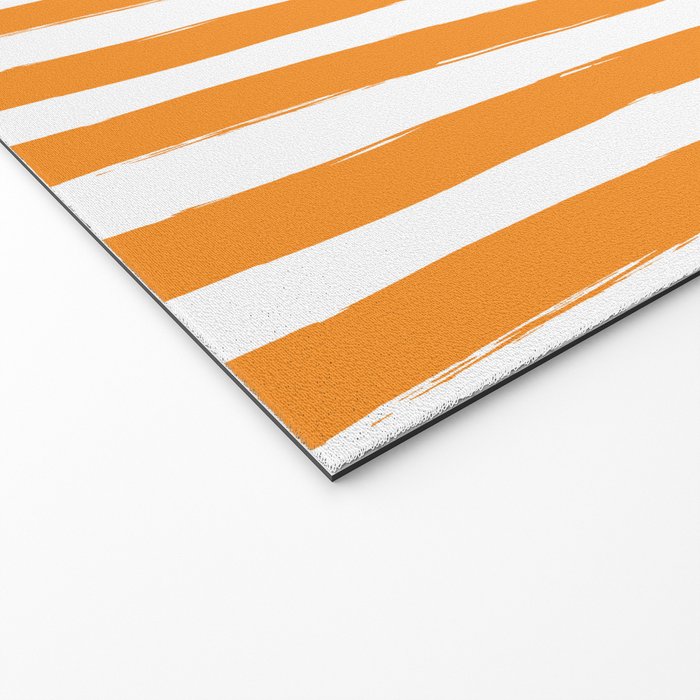 Orange and White Cabana Stripes Palm Beach Preppy Welcome Mat Gallery Image 2
