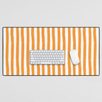 Orange and White Cabana Stripes Palm Beach Preppy Desk Mat Gallery Image 1