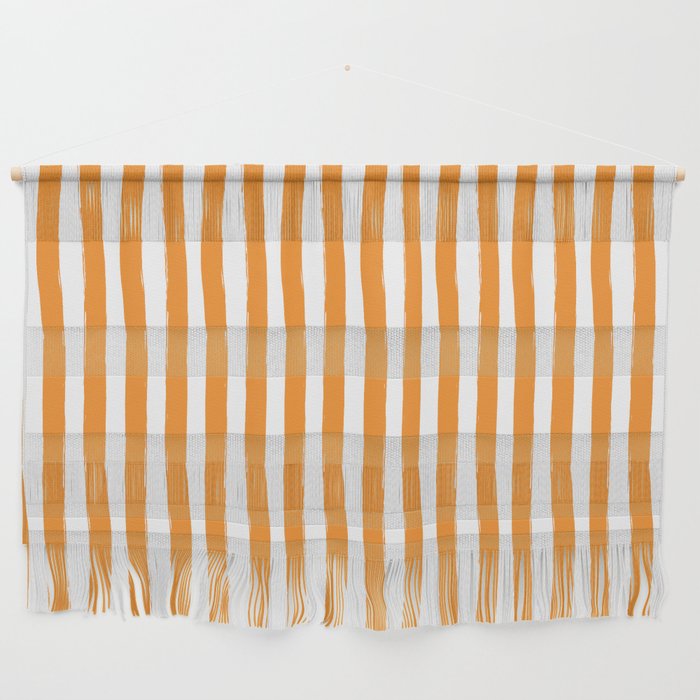 Orange and White Cabana Stripes Palm Beach Preppy Wall Hanging Gallery Image 1