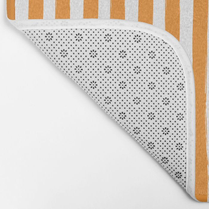 Orange and White Cabana Stripes Palm Beach Preppy Bath Mat Gallery Image 2