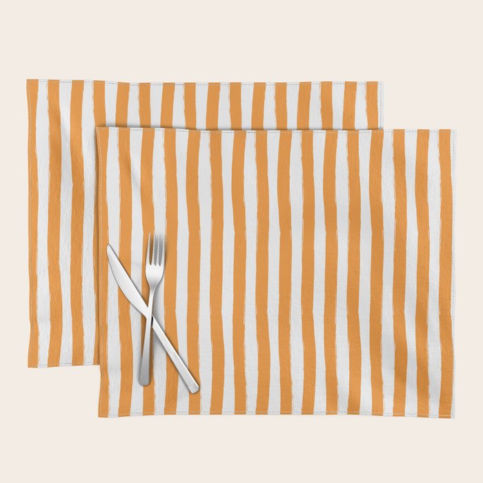 Orange and White Cabana Stripes Palm Beach Preppy Placemat Gallery Image 1