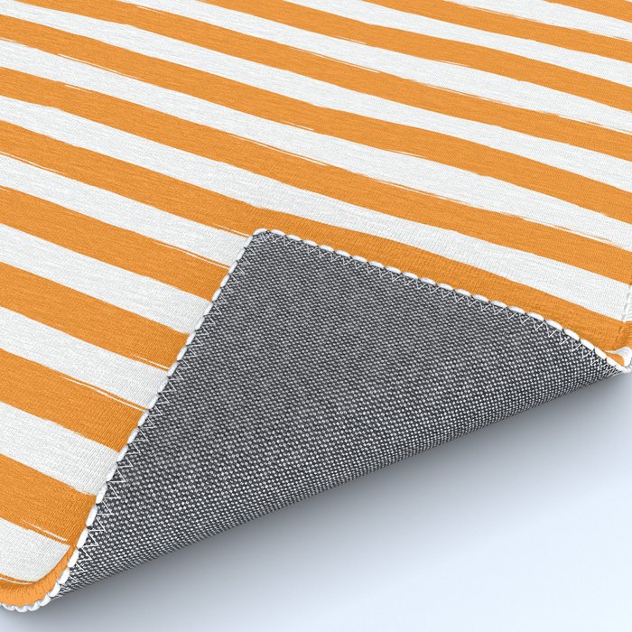 Orange and White Cabana Stripes Palm Beach Preppy Rug Gallery Image 4