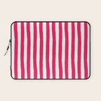 Red and White Cabana Stripes Palm Beach Preppy Laptop Sleeve Gallery Image 1